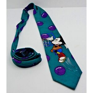 Vintage Disney Mickey Mouse Playing Basketball TieRack Silk Tie‎ Made In Italy